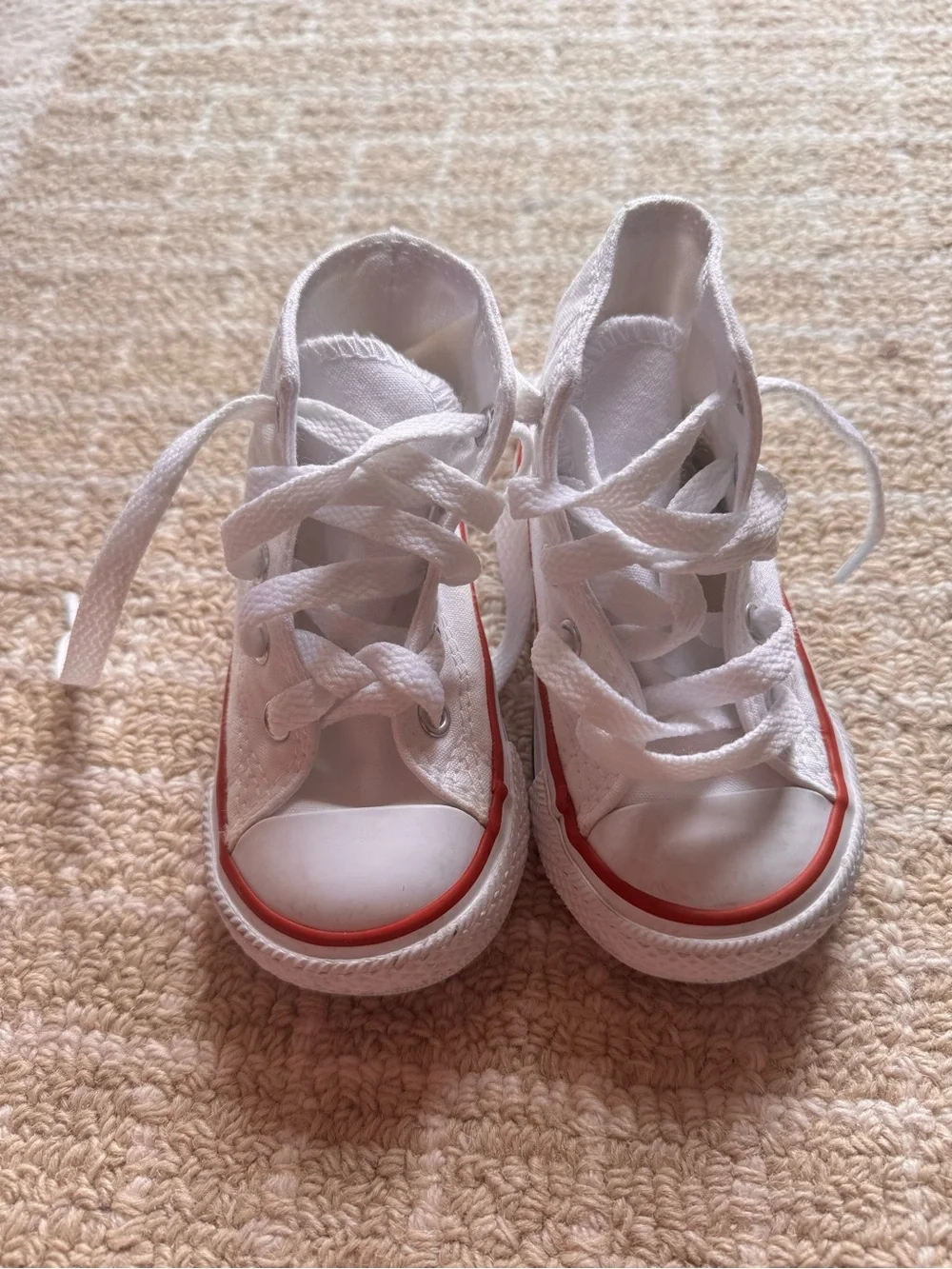 Converse Baby White High-Top Sneakers with Red & Blue Trim